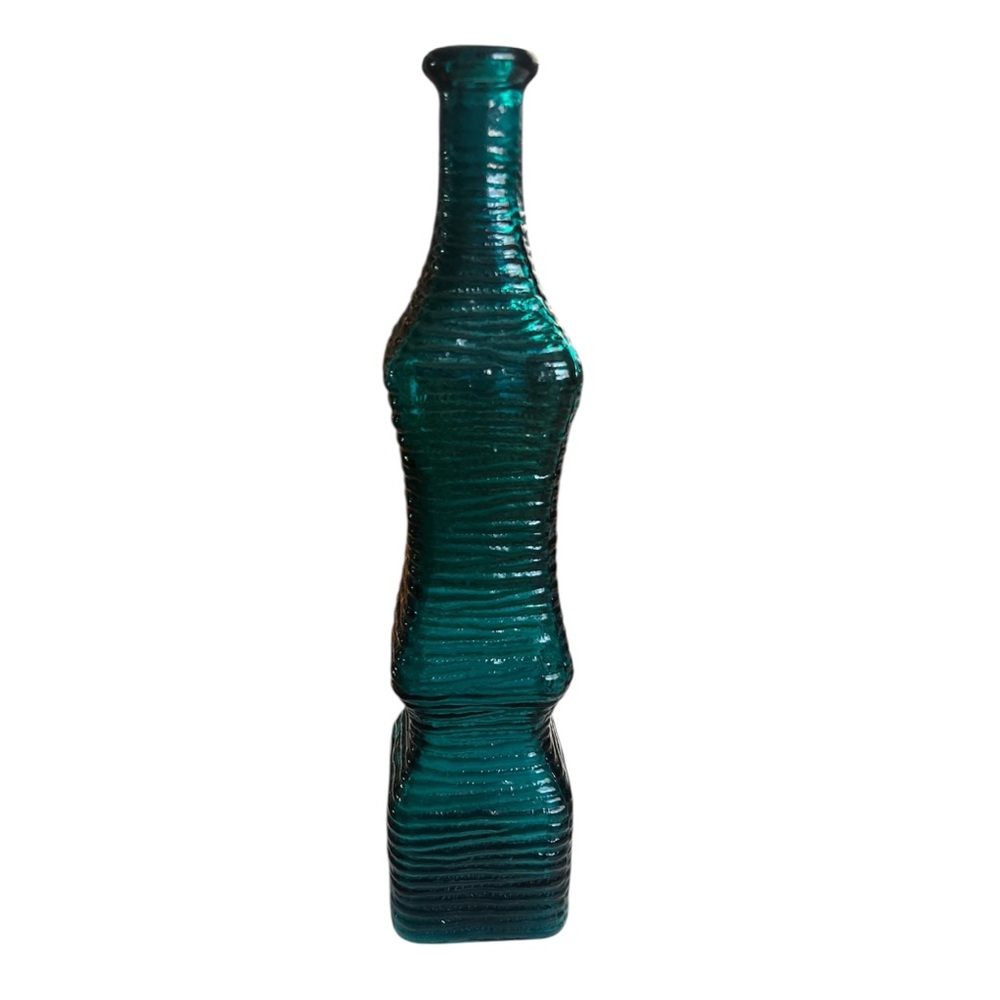 Vintage empoli teal glass bottle mid century genie decanter no stopper 60’s